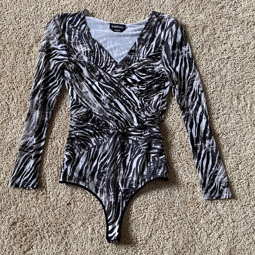 Bebe Sheer Long Sleeve Bodysuit